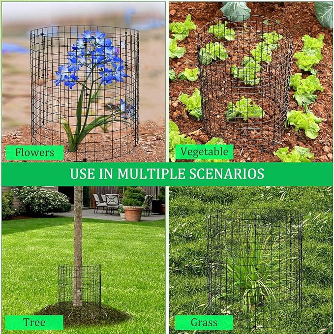 Mwellewm 15Pcs Plant Protectors from Animals Metal Plant Cages for Outdoor Plants Plant Cage & Supports Keep Animal Out Garden Wire Mesh Protection from Rabbit Chicken Squirrel Tree Flower