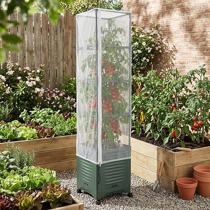 2 Pcs Garden Bird Netting Plant Cover for Square Tomato Cage, 59" x 17.7" Insect Bird Barrier Tomato Cage Net with Zipper & Drawstring, Tomato Trellis Netting Protection Cover for Protecting Plants