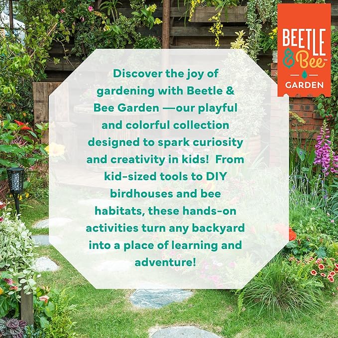 Beetle & Bee Kids Garden Tote Kit – Durable, Easy-to-Clean Gardening Tools Set - Includes Canvas Tote Bag, Hand Rake, Shovel & Trowel - Perfect Toddler Gardening Set