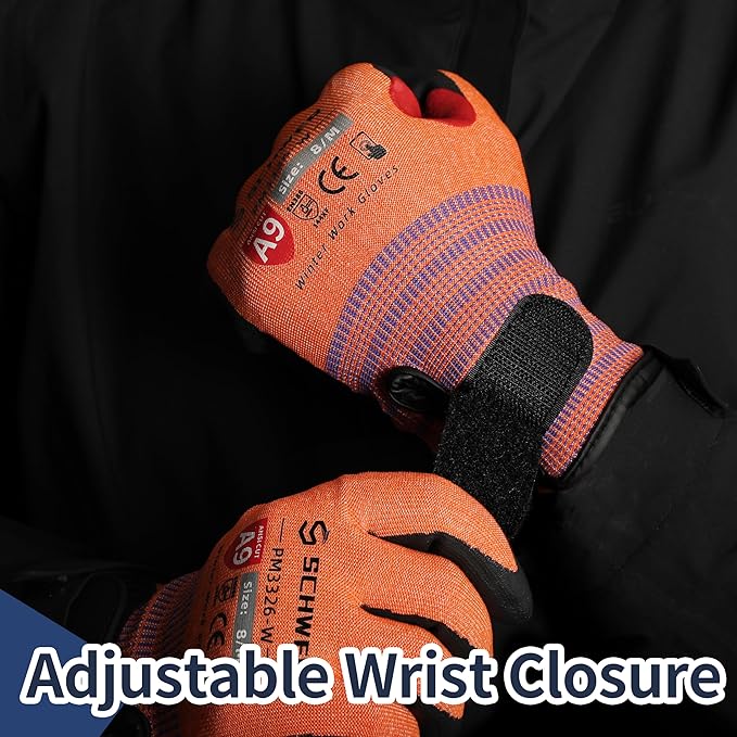 Schwer FreezeGuard-X Winter Work Gloves for Men and Women, ANSI A9 Cut Resistant Gloves for Extreme Protection, Freezer Glove With Super Grip, Touchscreen, Thermal Insulated, PM3326-W (M,2 Pairs)