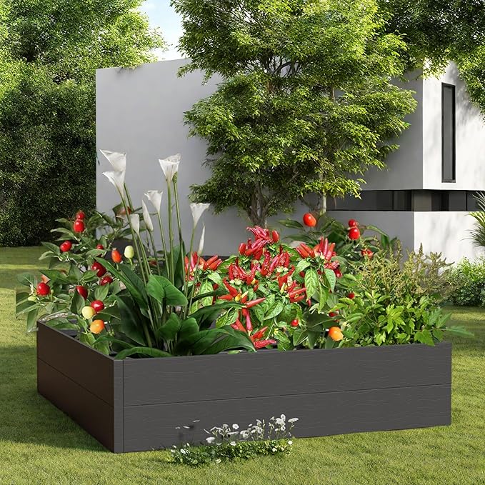 FONTOI Raised Garden Beds Outdoor, 4x4x1ft Divisible Elevated Planter Boxes Outdoor for Planting Plants Vegetables Flowers Herb Fruits, Planter Raised Beds for Gardening with Easy Assembly, Square