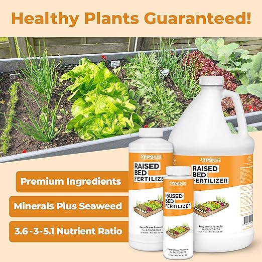 Raised Bed Fertilizer for Vegetables, Herbs, and Flowers, Balanced Nutrients for Container and Box Gardens, Liquid Fertilizer by TPS Plant Foods, 1 Gallon(128oz)