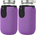 Beautyflier Wide Mouth Mason Jars 64oz Sleeve, Large Clear Glass 2 Quart Insulators Covers, Wide Mouth Half Gallon Sprouting Mason Jars Blackout Sleeves, Bottle Not Included (Purple)