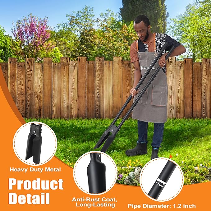 Post Hole Digger Tools, 54 inches Heavy Duty Hole Digger for Plants, Manual Gardening Digger Tools with Handles, Matte Black