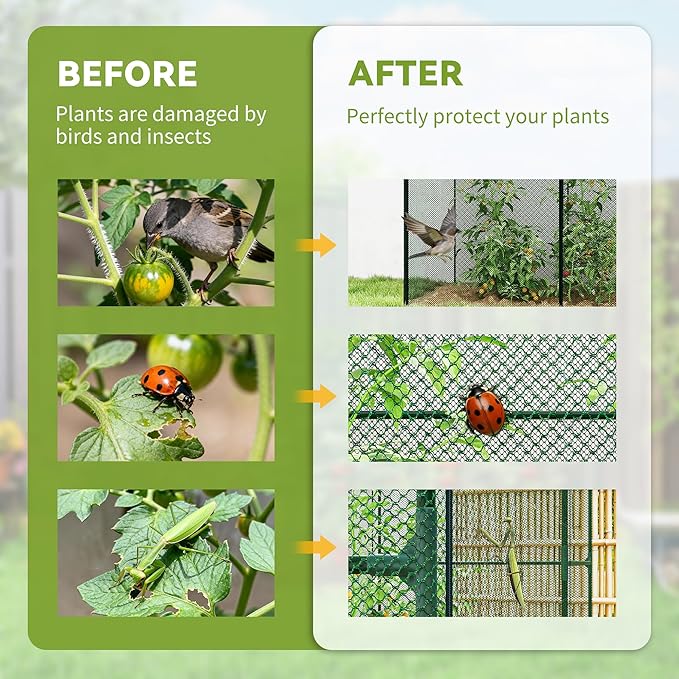 Outsunny 6' x 4' x 6' Crop Cage, Plant Protection Tent with Zippered Doors for Vegetable Garden, Backyard, Green