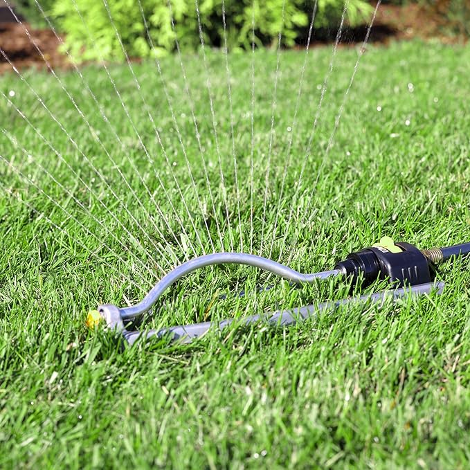 Melnor 65079-AMZ Metal Oscillating Sprinkler with QuickConnectProduct Adapter Watering Set, 3600 sq. ft. Coverage