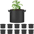 HealSmart Plant Grow Bags 5 Gallon, Tomoato Planter Pots 10-Pack with Handles, Aeration Nonwoven Fabric, Heavy Duty Gardening Planter for Vegetable, Herbs and Flowers, Black