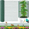 32.8ftx20In Plant Protectors from Animals,Plant Cages for Outdoor Plants,Wire Plant Protector Cage,Wire Plant Protector,Chicken Wire Cloche with Ground Stakes & Nylon Ties Protect Plants from Animals