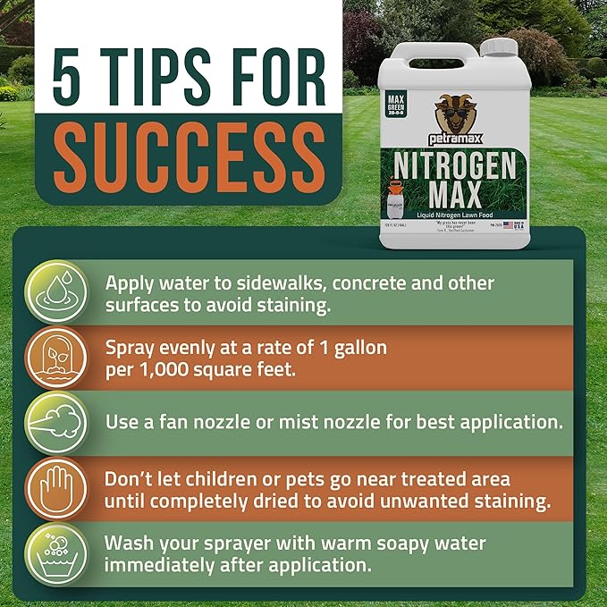 Petramax Liquid Nitrogen Fertilizer 28-0-0 NPK - 1 Gallon Spring & Summer Liquid Grass Fertilizer for Lawn, Spray on Easy to Apply for Deep Green Lawn Care - Slow Release High Nitrogen Turf Builder