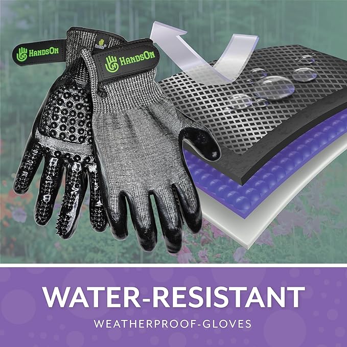 HANDSON Gardening Gloves - Cut & Water Resistant Work Gloves for Men & Women - Heavy Duty Garden Gloves for Outdoor Yard Work - Gardening Supplies for Gardeners & Landscapers (Large, 1 Pair)