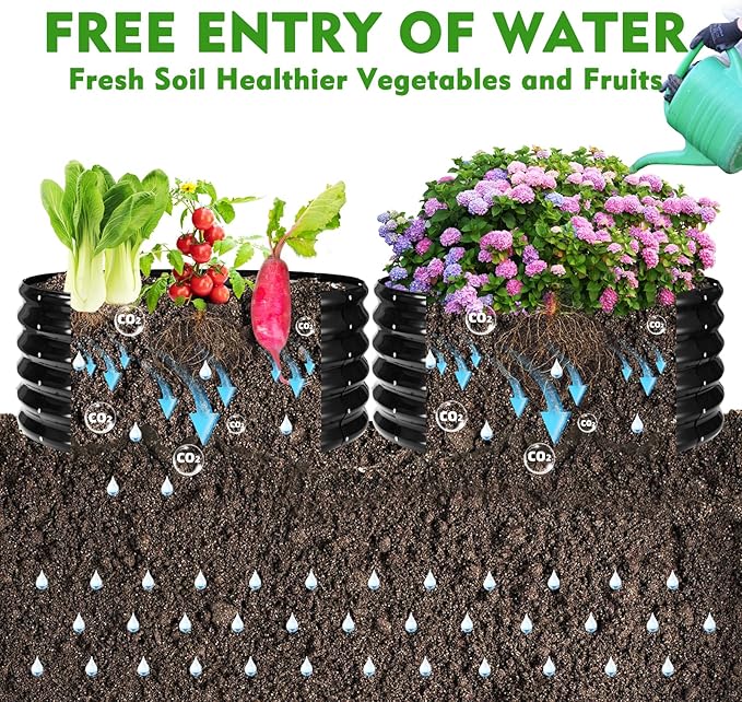 17" Tall Round Outdoor Garden Raised Garden Bed Kits-0.8MM Thick Metal Raised Planter Bed/Ground Planter Box for Variety of Flowers,Herbs,Vegetables,Trees (Black, 40 Dia X 16.5 inches)