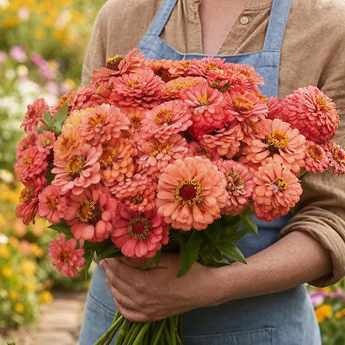 Seed Needs Zinnia Seeds Coral Variety Fast Blooming | 5,000+ Heirloom & Open Pollinated Seeds | Annual Cut Flowers Large Blooming | Bulk