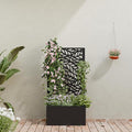 Casaphoria Metal Raised Garden Bed with Trellis, 47"x24"x12" Planter Box for Climbing Plants, Vegetables & Vines, Features Drainage Holes and Privacy Screen (Black-Spring)