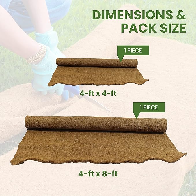 Envelor Coco Coir Fiber Grow Mat for Microgreens 4 x 4 Feet Coconut Coir Seed Starter Liner for Growing Trays, Hanging Baskets, Seed Starter Tray, Planter Sheets & Indoor Outdoor Plants