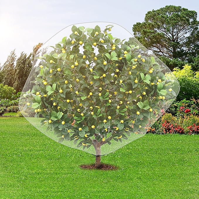 6.2 x 8.2 Feet Insect Bird Barrier Netting Mesh with Drawstring, Garden Bug Netting Plant Cover for Protect Plant Fruit Flower from Insect Bird