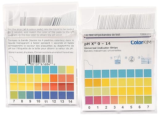 pH Strips, 0-14 Scale, for Testing Water pH, Made of Premium Litmus Paper (100 Strips)