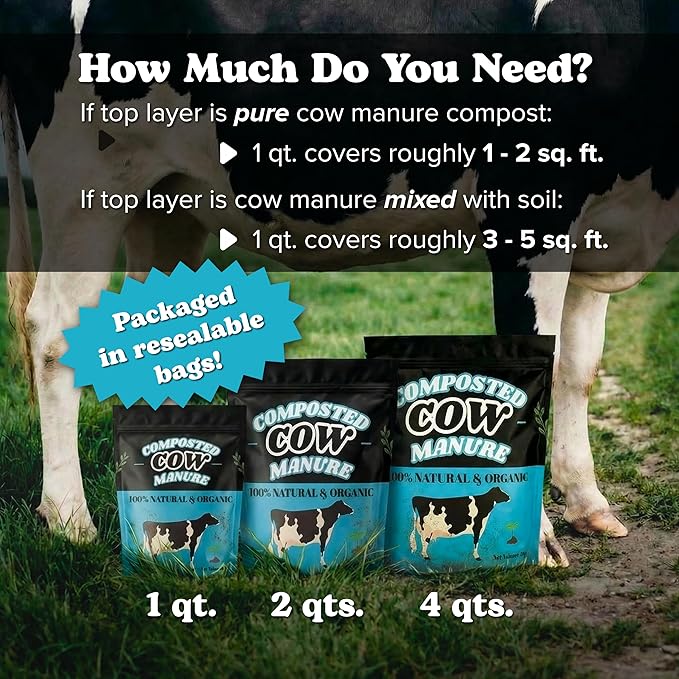 Home & Country USA Organic Composted Cow Manure - 4 Quart for Gardening & Soil Enrichment