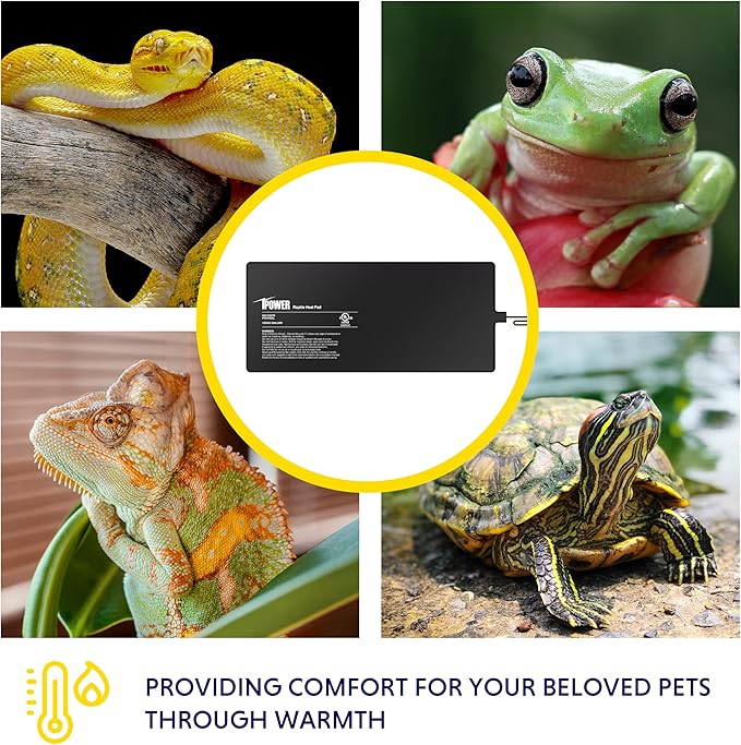 iPower Reptile Heating Pad, Under Tank Heater, Waterproof Terrarium Heat Mat 8X18 Inch, for Turtle, Lizard, Frog, Snake and Other Reptiles