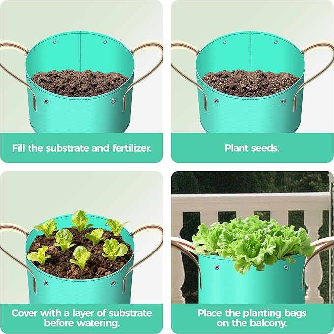 7 Pcs 30 Gallon Potato Grow Bag, PE Garden pots Plant Grow Bag with Branch-Binding Holes and Drain holefor for Vegetables, Strawberries, Flowers