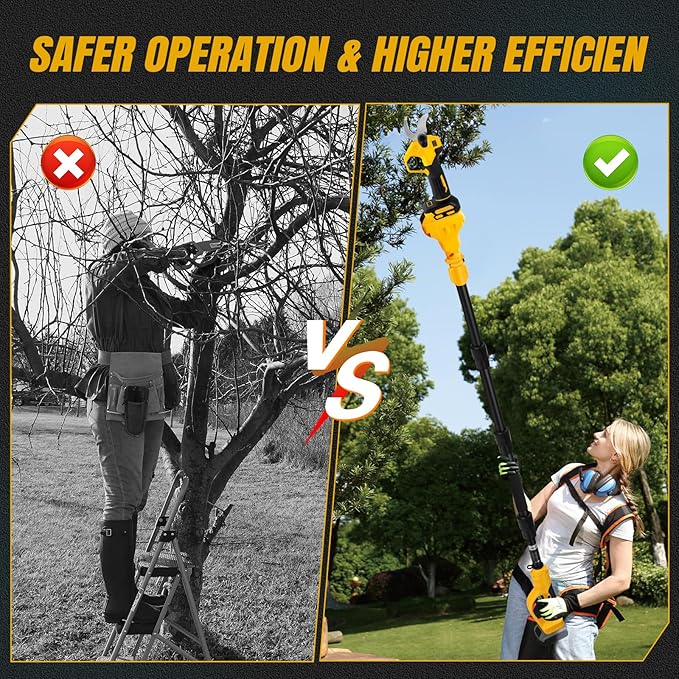 Electric Pruning Shears Compatible with DeWalt 20V Max Battery, 2-in-1 Cordless Garden Shears with 6.56FT Extension Pole, 30mm Cutting Diameter Cordless Pole Pruner Garden Tool(Battery Not Included)