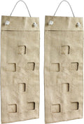Hang & Grow Burlap Hanging Planter Bags for Outdoor Plants, Vertical Flower Hanging Bag for Easy Outside Garden Decoration, Reusable for Flowers, Strawberry, Vegetables and Herbs, (2 Bags, 6 Holes)