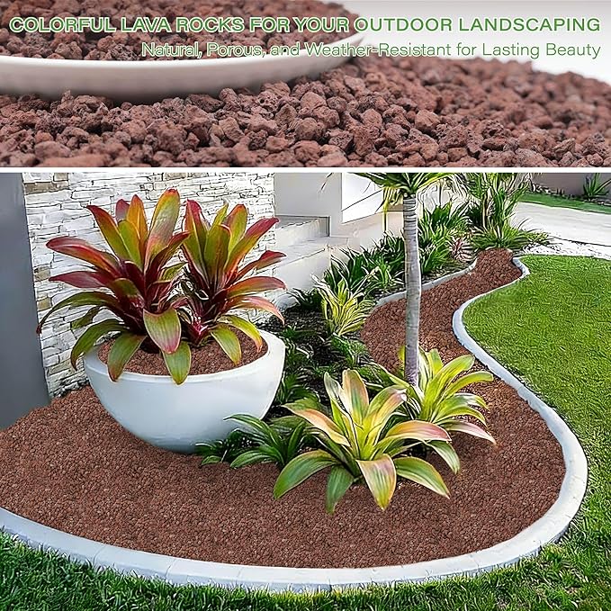 NUPICK 20lb Red Lava Rocks for Plants, 3/8" Succulent Potting Soil Amendments, Decorative Lava Rocks for Fire Pit, Volcanic Gravel for Aquarium, Natural Pebbles Pumice for Cactus, Vase, Top Dressing