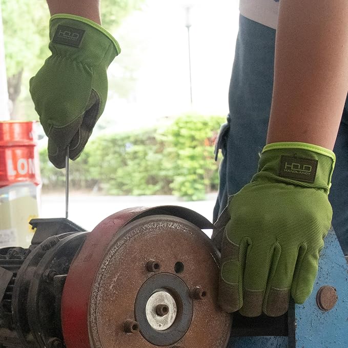 HLDD HANDLANDY Men Leather Gardening Gloves, Utility Work Gloves for Gardening, Yardwork, Construction, Mechanics