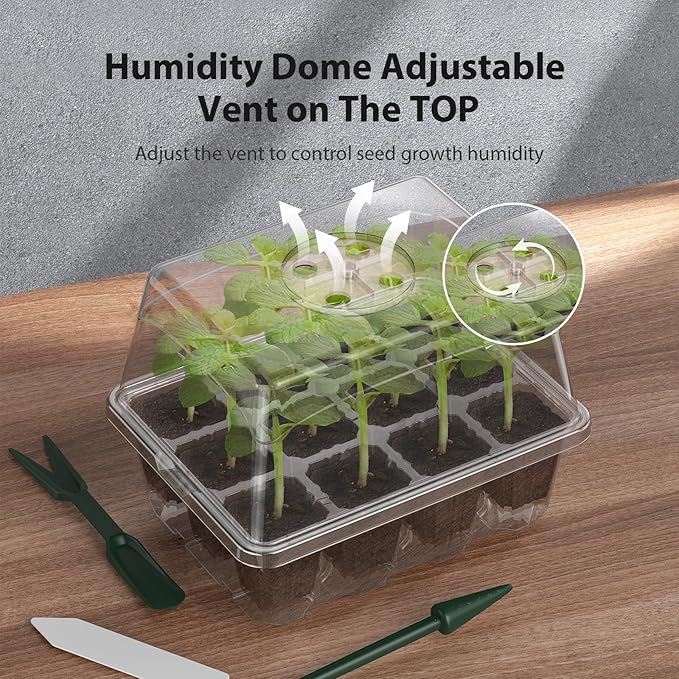 Seed Starter Tray, 20PCS Seed Starter Kit, Seedling Starter Trays with Heightened Lids for Seed Staring, Indoor Plant Germination Trays (12 Cells per Tray) Transparent