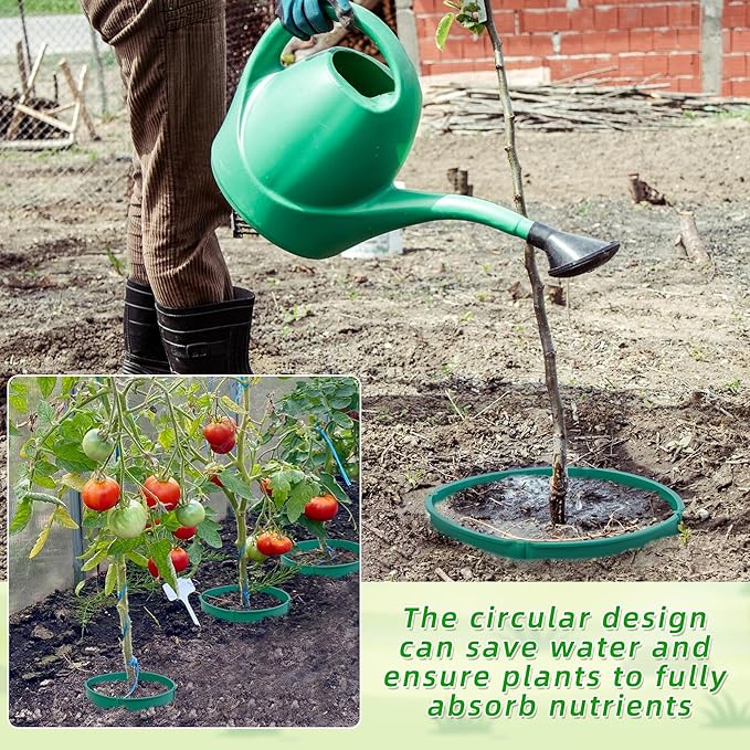 24Pcs Planting Grow Rings, Interlocking Plant Ring Garden Rings for Plant Support and Soil Moisture Retention, Planting Rings Plant Circle Ring for Deep Watering Veggies Herbs and Flowers