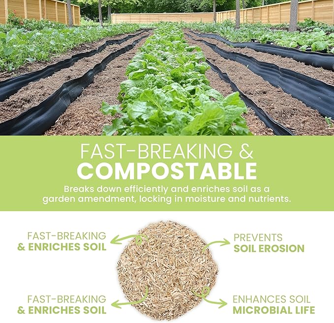 Garden Bed Organic Soil Conditioner - Hemp HURD Garden Mulch - Eco Friendly Potting Soil Aid - Moisture Retaining - Weed Suppressor - Perfect for Flowers & Vegetables - Grown in The US - 5 lbs.