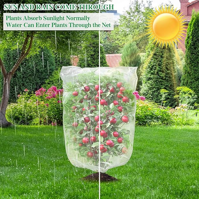 Blueberry Bushes Netting Cover, Tomato Plant Netting Cover with Drawstring, 3.3 x 2.5Ft Garden Network, Orchard Network Netting Prevent Fruits Plants from Squirrel Bird Insect Deer