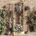 S AFSTAR Raised Garden Bed with Trellis, 2-in-1 Fir Wood Planter Box with Flat Roof & Drainage Holes, Vertical Planter Raised Bed for Climbing Plants, Flowers & Vegetables, 43" x 14" x 89" (Natural)