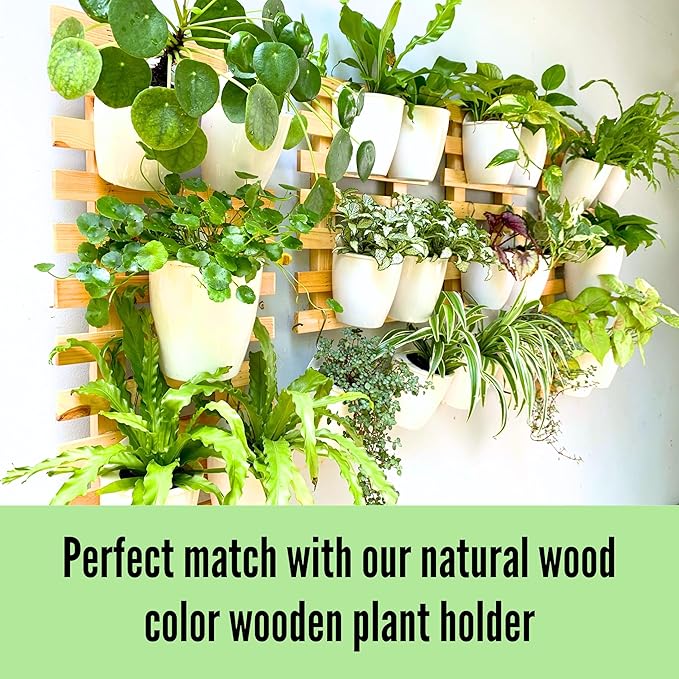 LaLaGreen Wall Mounted Planters for Indoor Plants - 10 Pack, 5 Inch Self Watering Plastic Pot, Living Hanging Eco Wall Planter System, Trendy Live Wall Garden for Herb, White