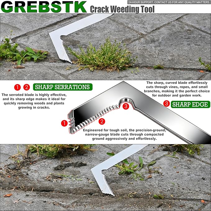 GREBSTK Crack Weeder Crevice Weeding Tool Manual Weeder Beech Handle Lawn Yard Gardening Tool