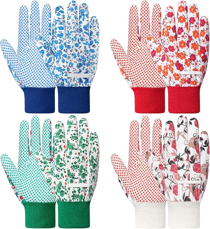DOFOWORK Gardening Gloves - 4 Pair Garden Gloves for Women, Soft Womens Gardening Gloves Floral Cute Garden Gloves