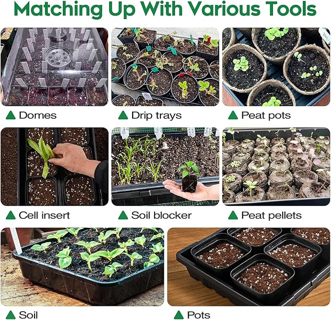 ZJP 20 Pack Extra Thick 1020 Heavy Duty Seed Starter Trays - No Holes, Reusable, 2.44 in Deep, Plastic Plant Growing Trays for Seedlings, Microgreens,and Propagation Sprouting in Garden, Greenhouse