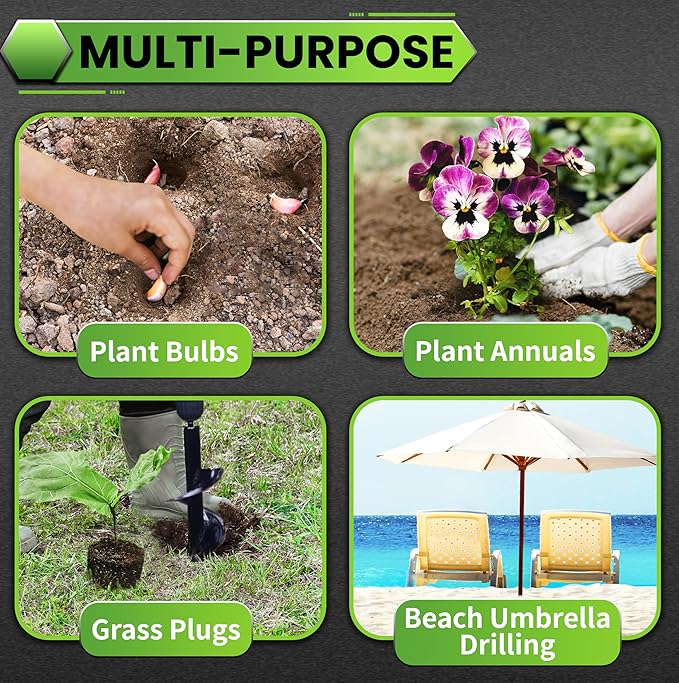 Auger Drill Bit for Planting - 3.5"X16" Heavy-Duty Garden Auger Spiral Drill Bit - Bulb Planter Tool & Auger Post Hole Digger - 3/8" Hex Drive Drill
