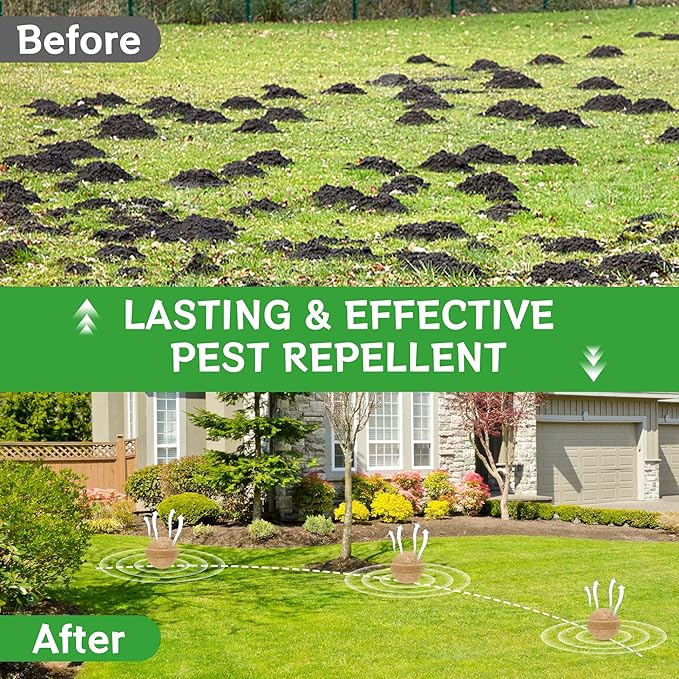 24 Pack Mole Repellent - Skunk Repellent, Raccoon Repellent for Indoor Outdoor, Squirrel Repellent Keep Rodent Away for Yard, Safe for Pets & Children