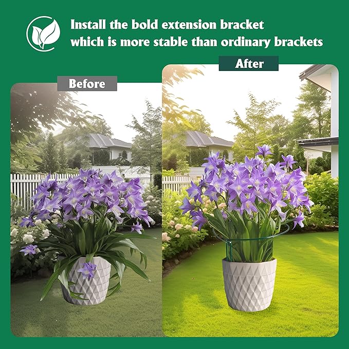 Plant Supports Stakes 6PCS, Half Round Metal Garden Stakes Plant Support for Peony Cages and Supports,Green Plant Support Ring Border for Outdoor Indoor Plants (10" W x 16" H, 6 PCS)