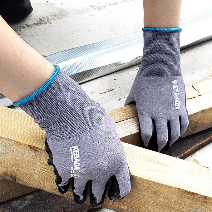 Kebada W5 Work Gloves Bulk Pack (60 Paris), Foam Nitrile Coated Working Gloves with Grip, Knitted with Spandex and Nylon, Ideal for Delivery, Warehouse, XS