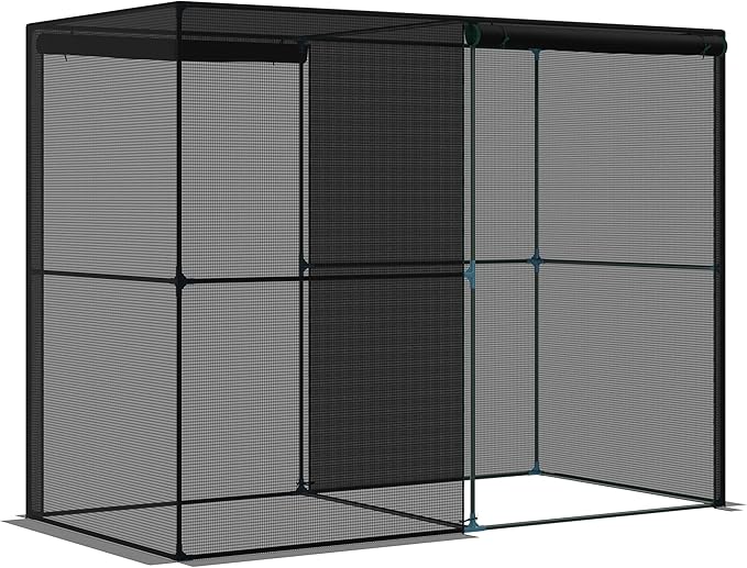 Outsunny 8' x 4' x 6' Crop Cage, Plant Protection Tent with Zippered Doors for Vegetable Garden, Backyard, Black