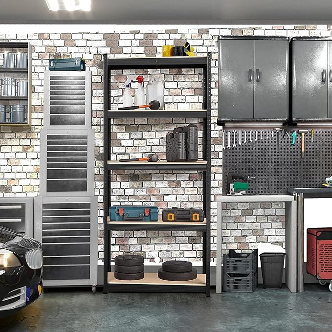 Yaheetech Storage Shelves, 5 Tier Heavy Duty Adjustable Metal Shelving Unit, Industrial Utility Rack for Garage Warehouse Pantry Closet (35.5 W× 12 D × 71 H Inches, Black)