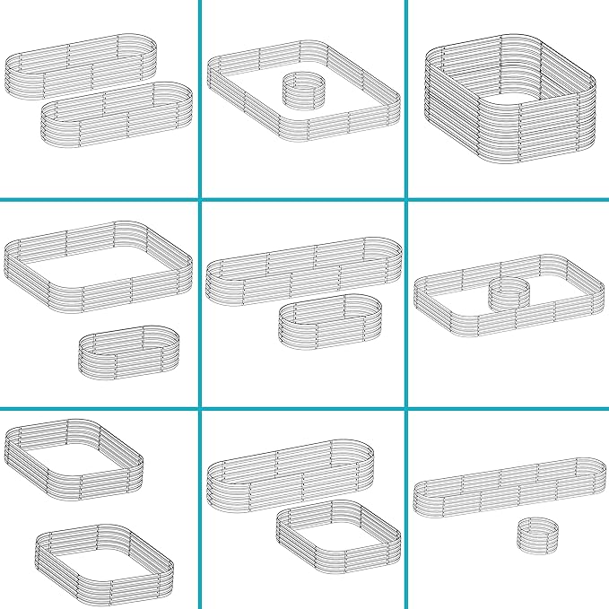 Sunnydaze 79-Inch Oval Raised Garden Bed - Stackable Steel Vegetable Flower Bed Planter Kit with Rubber Edge Trim - Silver