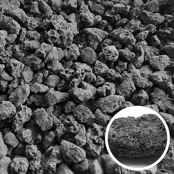 Lava Rocks for Plants -100% Pure Volcanic Rock No Dyes or Chemicals-Best Lava Stones Top Dressing for Cacti Succulents Plants,Bonsai (Black, 20LBS)