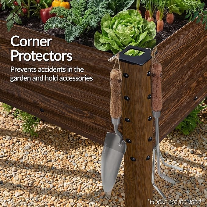 Best Choice Products 48x24x30in Galvanized Raised Garden Bed, Metal Elevated Planter Box, Vegetable Garden for Backyard, Patio, Balcony, 100% Non Toxic Materials - Dark Brown Wood Grain