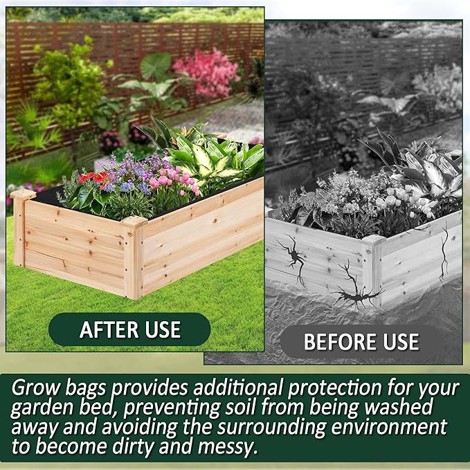 1PCS Raised Garden Bed Liner Fabric Raised Garden Bed Breathable Drainage Rectangle Grow Bags with Handles Fabric Garden Bed for Outdoor Garden Bed Holds Soil - 6ft x 3ft x 1ft