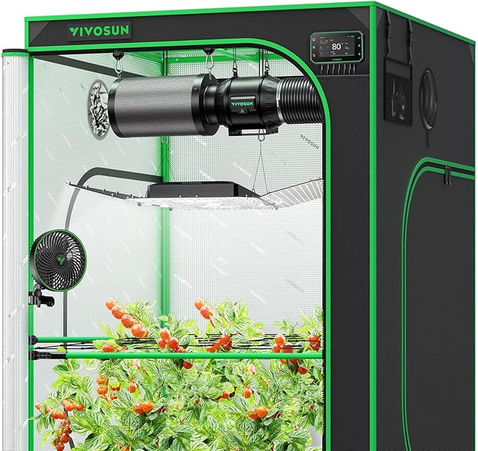 VIVOSUN Smart Pro Grow Tent Kit 4×4 Complete Smart Grow System WiFi-Integrated Automatic Control GrowHub E42A+, 2-in-1 Tunable Spectrum LED Grow Light, 360° Ventilation & Circulation Control System