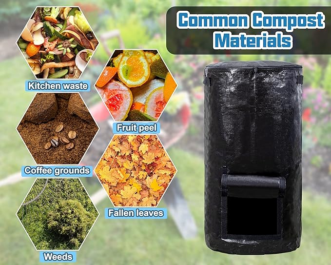 MyLifeUNIT Compost Bins Outdoor, Composting Bin for Outside Garden, Reusable Garden Yard Waste Bag, 34 Gallons (2 Pack, Black)