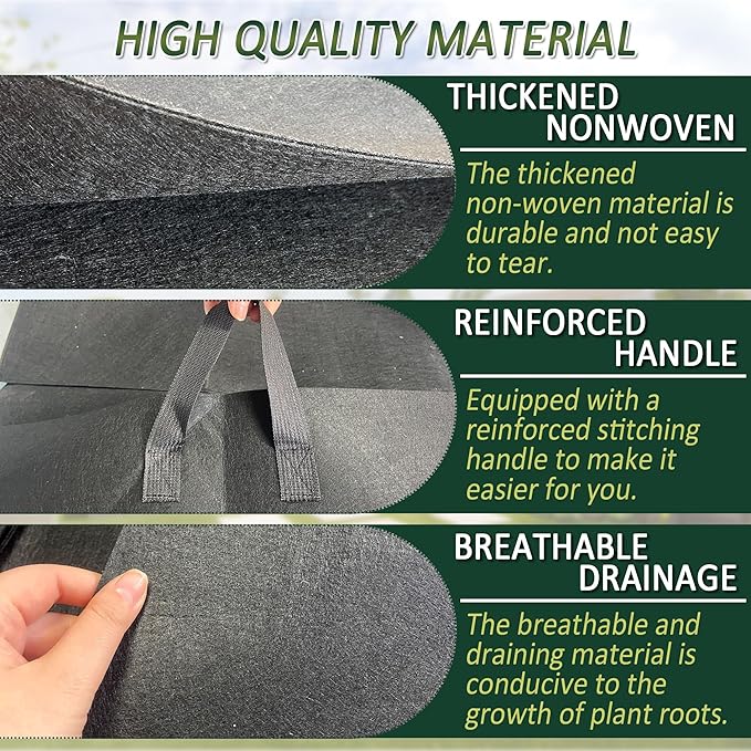 1PCS Raised Garden Bed Liner Fabric Raised Garden Bed Breathable Drainage Rectangle Grow Bags with Handles Fabric Garden Bed for Outdoor Garden Bed Holds Soil - 8ft x 2ft x 1ft