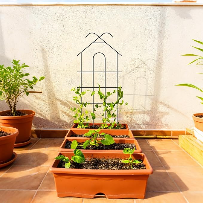 ARIFARO 40" Metal Garden Trellis for Climbing Plants, 4 Pack Large Plant Trellis for Potted Plants, Indoor Outdoor Black Garden Trellis for Vines, Cucumbers, Flowers, 16.5" Wide